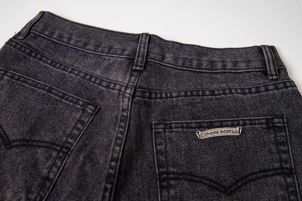 Chrome Hearts Multi Cross Patch Denim Jeans - Grey Gothic Street Pants