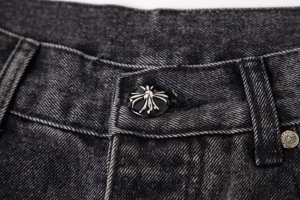 Chrome Hearts Multi Cross Patch Denim Jeans - Grey Gothic Street Pants
