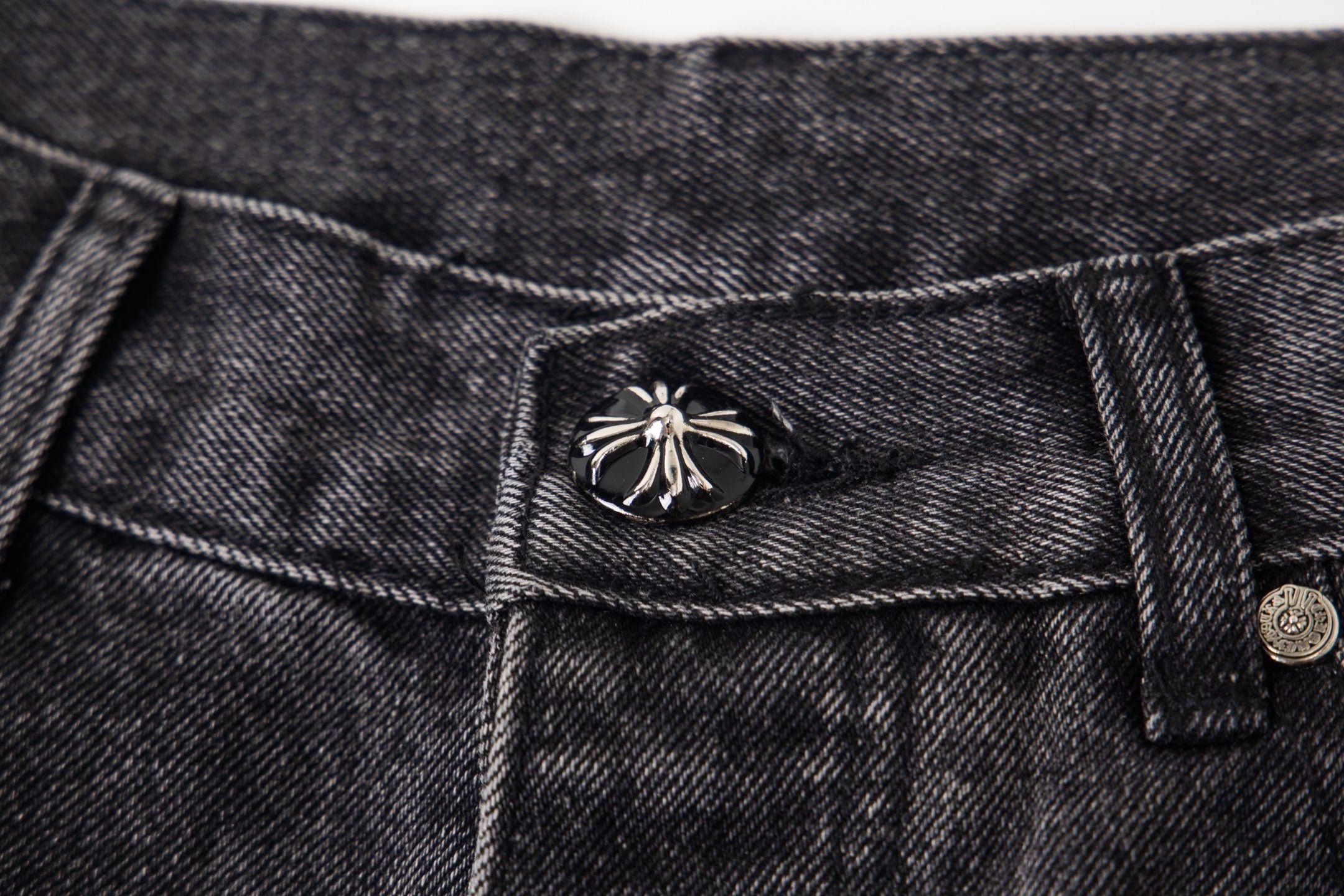 Chrome Hearts Multi Cross Patch Denim Jeans - Grey Gothic Street Pants