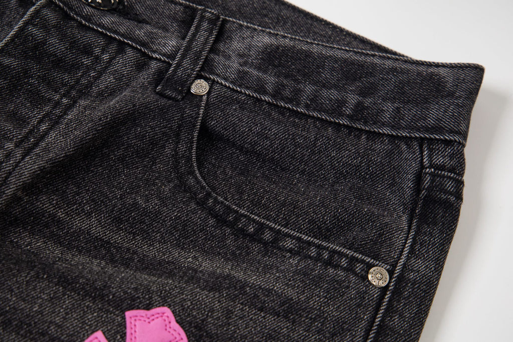 Chrome Hearts Multi Cross Patch Denim Jeans - Grey Gothic Street Pants