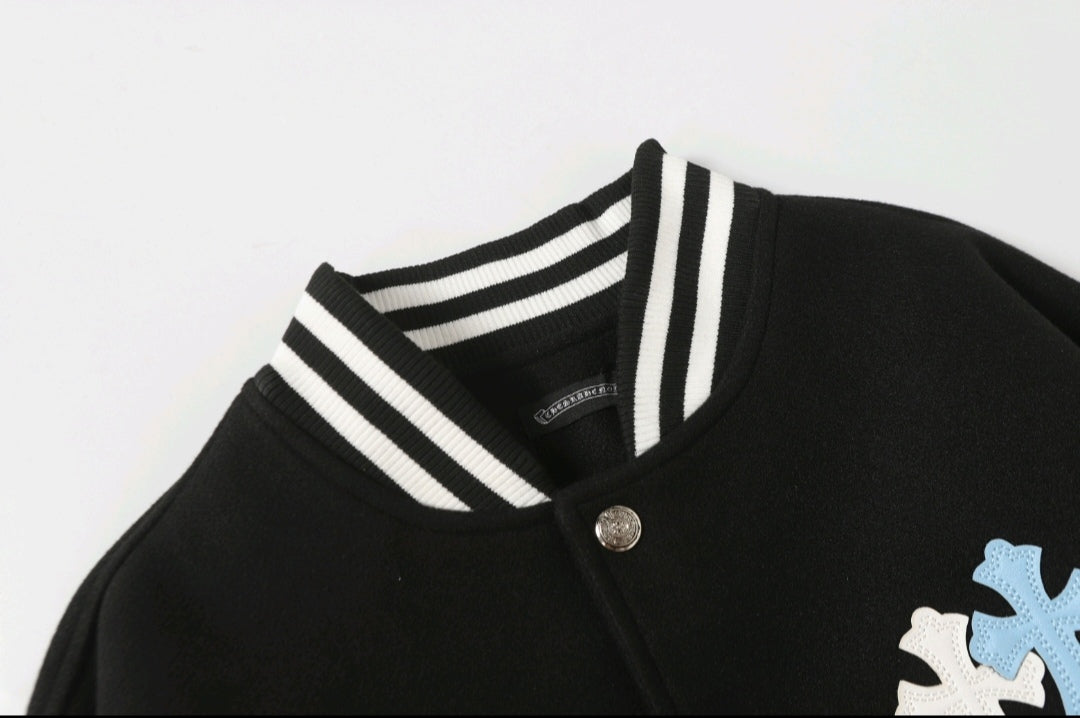 Chrome-Hearts Black White Street Style Baseball Coat 002