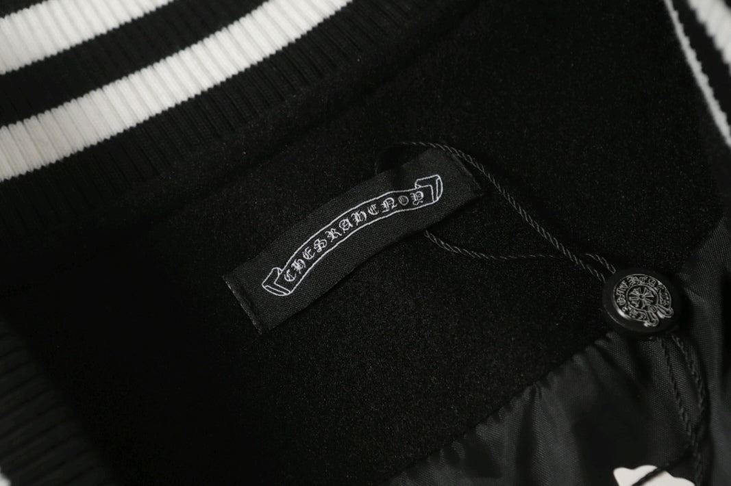Chrome-Hearts Black White Street Style Baseball Coat 002
