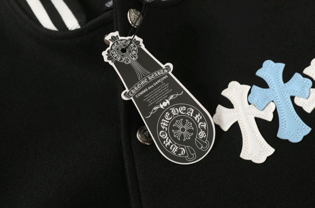 Chrome-Hearts Black White Street Style Baseball Coat 002
