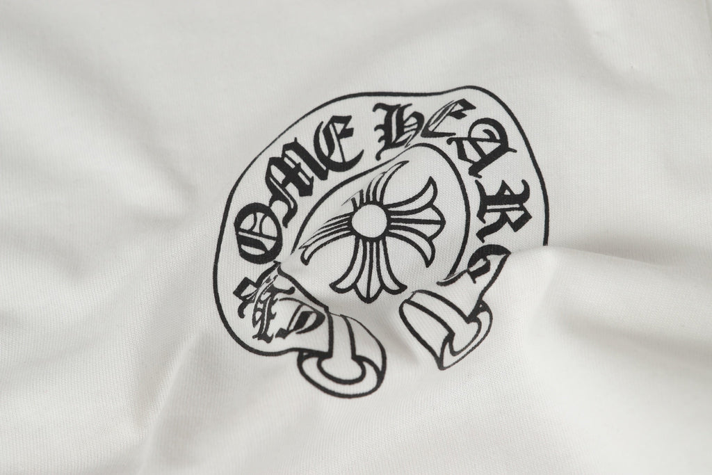 Chrome Hearts Logo Flag Long Sleeve Tee   Black White Gothic Street T-Shirt K2126