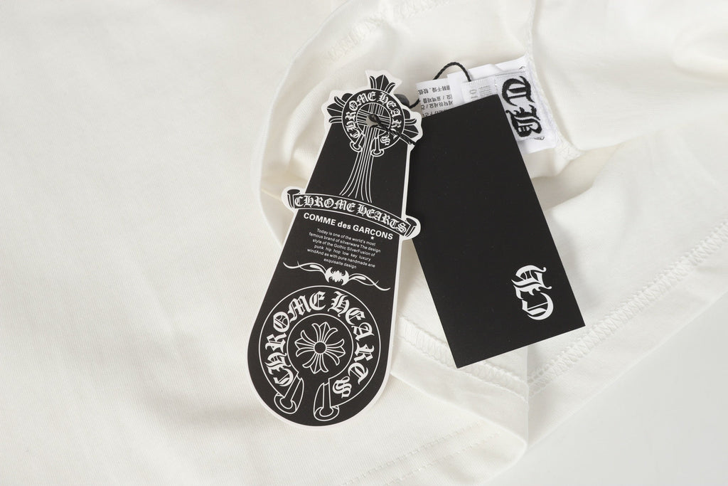 Chrome Hearts Logo Flag Long Sleeve Tee   Black White Gothic Street T-Shirt K2126