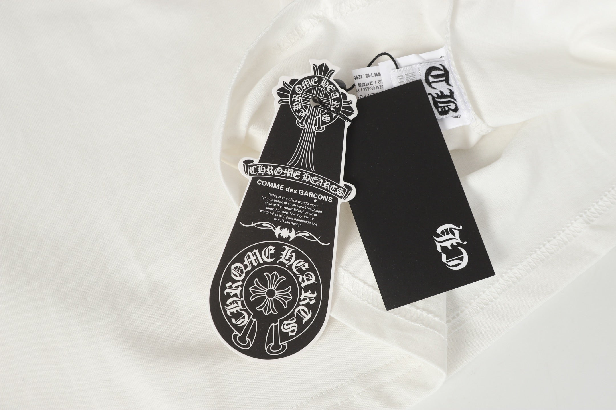 Chrome Hearts Logo Flag Long Sleeve Tee   Black White Gothic Street T-Shirt K2126