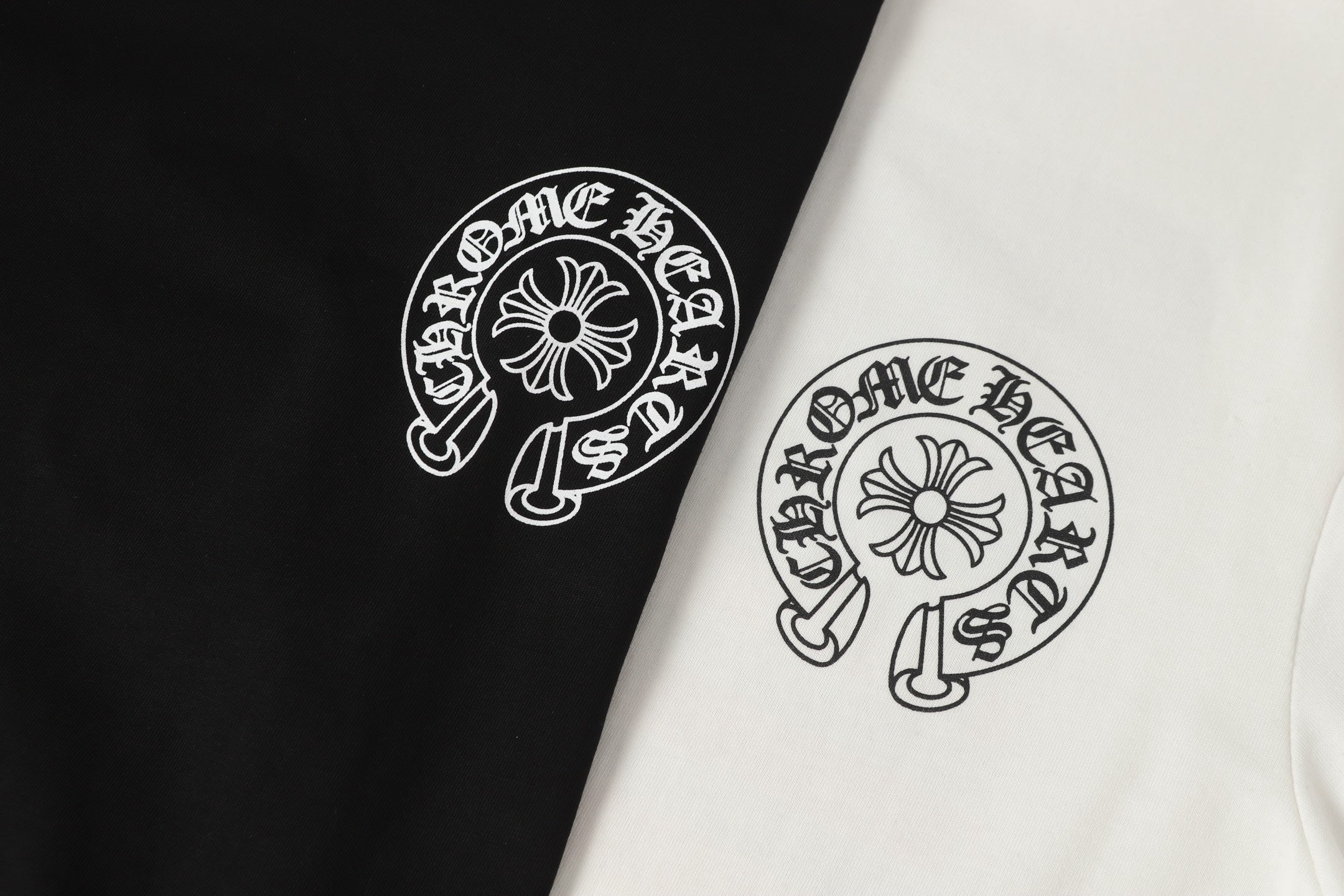 Chrome Hearts Logo Flag Long Sleeve Tee   Black White Gothic Street T-Shirt K2126